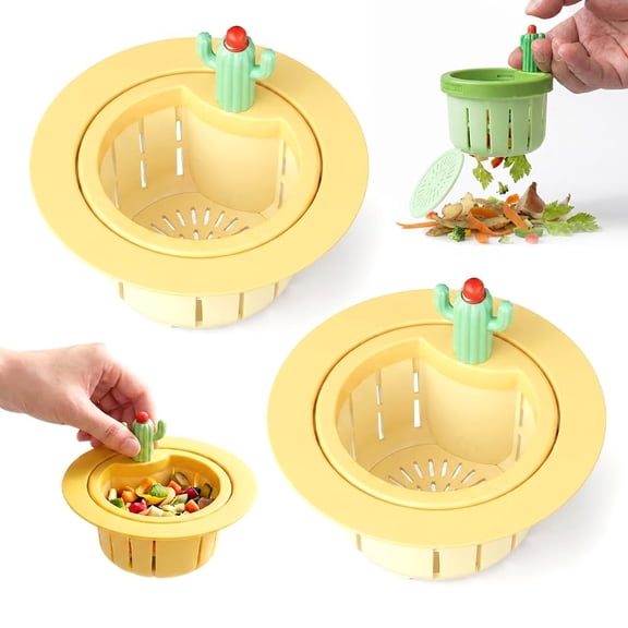 Cactus Kitchen Automatic Dumping Sink Filter, 2026 New Cactus Shaped Kitchen Sink Strainer, Multi-purpose Press to Dump Waste Filter Basket, Easy Clean Kitchen Sink Organizer for Family
