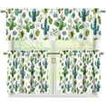thumbnail image 1 of Cactus Kitchen Cafe Window Tier Curtains and Valance 3 Pieces Set Rod Pocket Window Valances Panel Privacy Short Drapes Window Treatment for Bedroom Country, 1 of 4