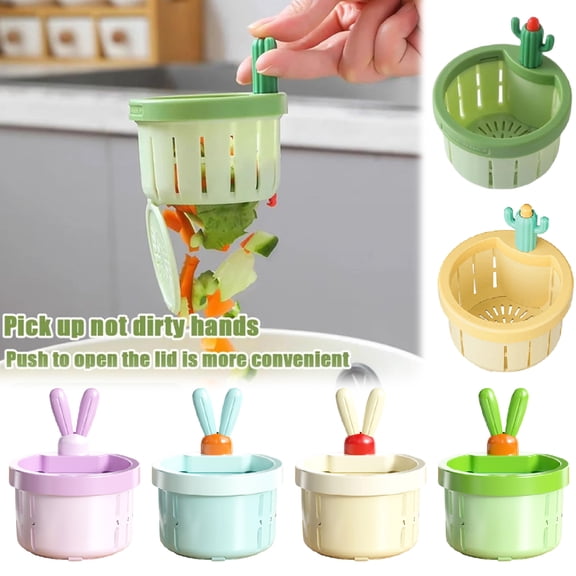 Cactus Kitchen Sink Drain Strainer, 2026 Upgrade Press Automatic Dumping Basket, Multi-Functional Anti-Clogging Kitchen Drainer With Lifting Handle, 2.7" x 2" Green