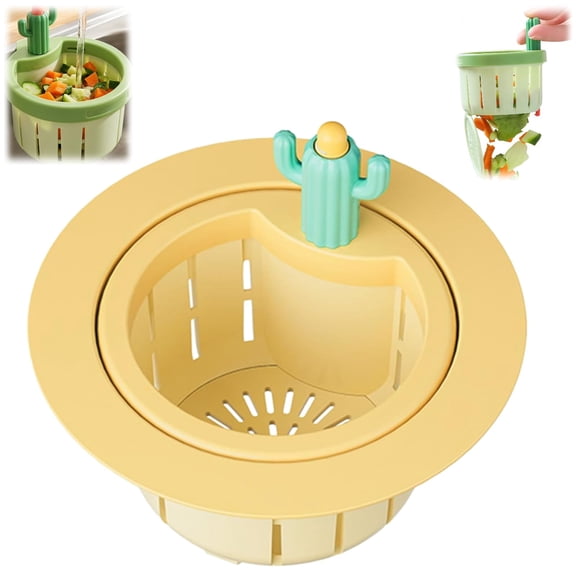 Cactus Kitchen Sink Drain Strainer, 2027 Upgrade Press to Dump Basket Waste Collector, Multifunctional Kitchen Sink Drain Strainer Fun Sink Accessory for Home Bathroom