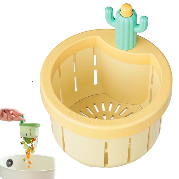 Cactus Kitchen Sink Drain Strainer,Plastic Hand-Held Creative Press Dumping Filter,Anti-Clogging Kitchen Drain Strainer with Lifting Handle