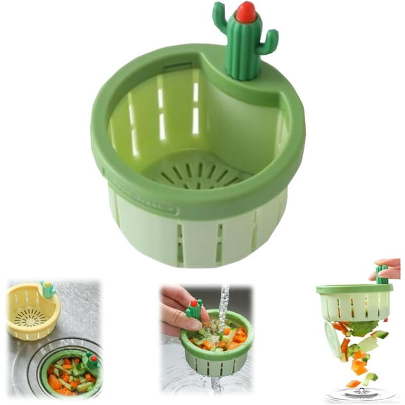 Cactus Kitchen Sink Drain Strainer, Press Automatic Dumping Basket, Multi-Functional Home Use Cactus Sink Draining Basket Filter Net Lifting Basket, Self-Cleaning Kitchen Sink Strainer