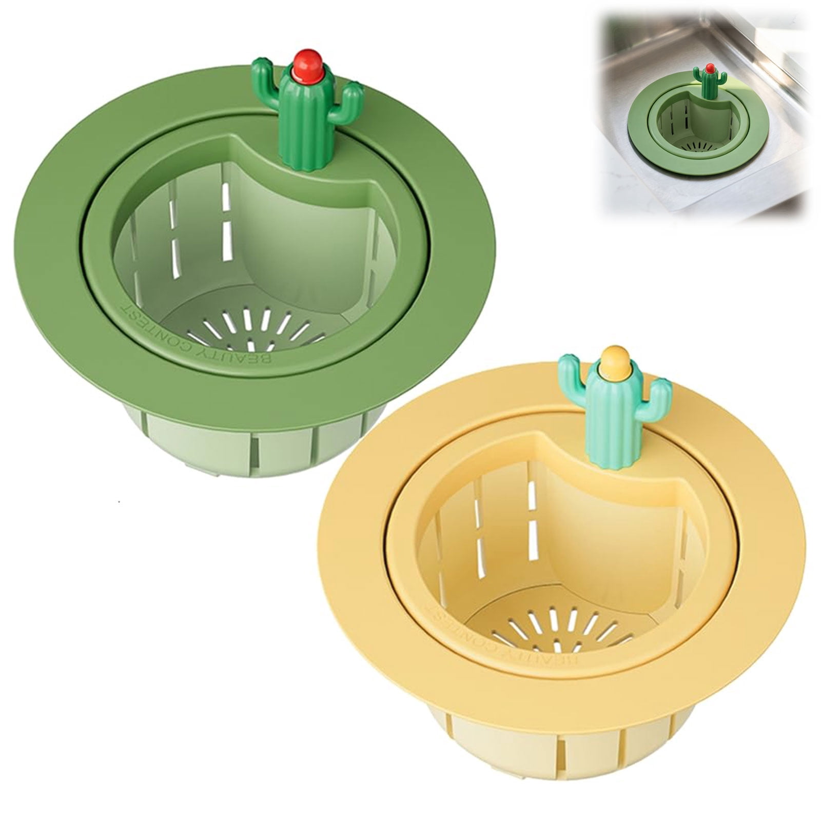 Cactus Kitchen Sink Drain Strainer – Press to Dump Basket Waste ...