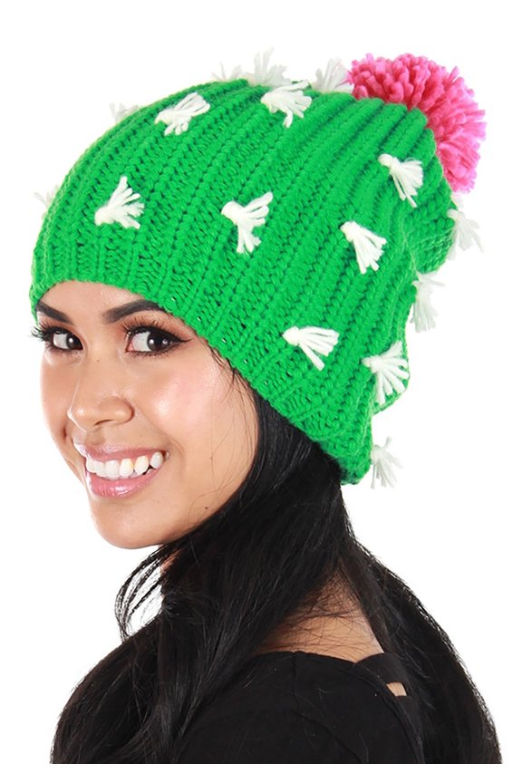 Cactus Knit Slouch Beanie