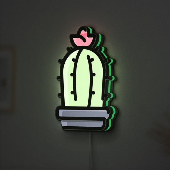 Cactus LED Lightbox - Nature Botanical Blossom Decor, Custom Led Sign for Home Office Shop Decor (Height 12 inch, 30cm)