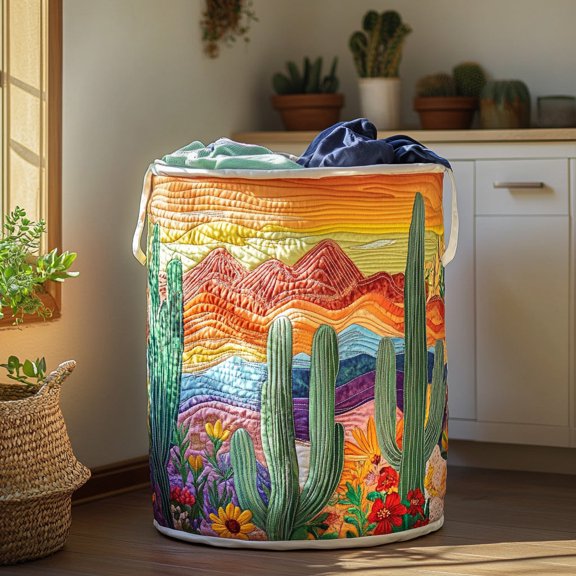 Cactus Landscape Quilted Laundry Basket