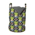 thumbnail image 1 of Cactus Laundry Bag, Love Themed Geometric Background Diamond Pattern Rectangles with Plants in Pots, Hamper Basket with Handles Drawstring Closure for Laundromats, 13" x 19", Multicolor, by Ambesonne, 1 of 4