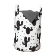 thumbnail image 1 of Cactus Laundry Bag, Monochrome Saguaro Succulent Botanical Continuous Pattern Plain Background, Basket with Handles Drawstring Closure for Laundromats, 13" x 19", Charcoal Grey White, by Ambesonne, 1 of 4