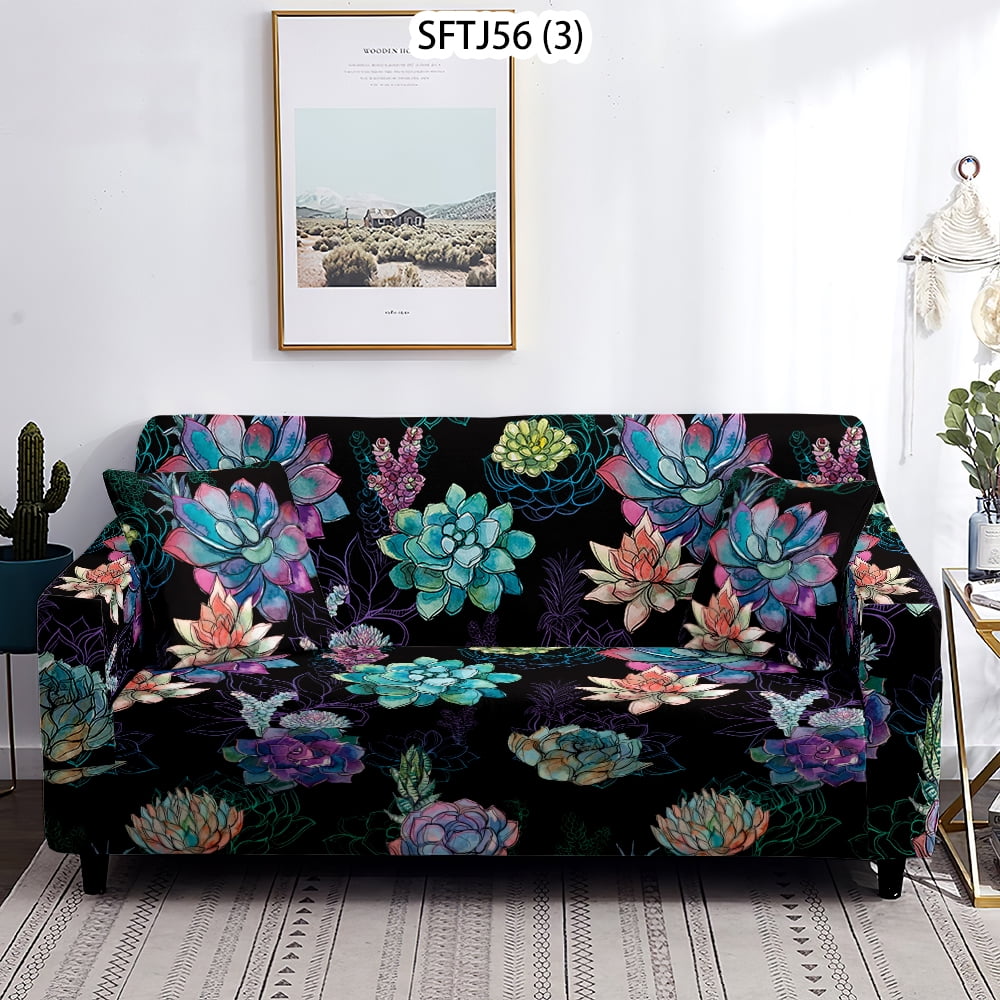 Cactus Leaves Minimalist Style Blue Pink Brown Sofacover Chaise Longue Photo Inspiration