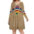 thumbnail image 1 of Cactus Linen Background Long Sleeve Dresses For Women Vintage Elegant Party Dress Oversized V-neck Dress S-8XL, 1 of 7