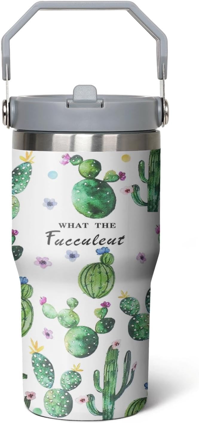Cactus Lover's 20 Oz Insulated Tumbler Flip Straw & Top Handle ...