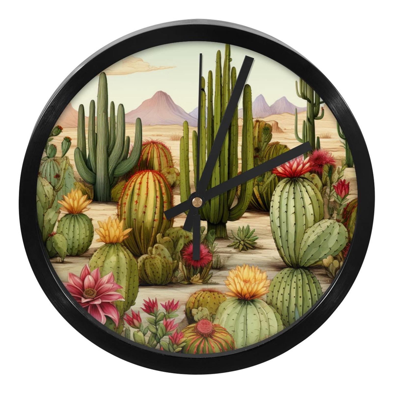 Cactus Modern Wall Clock, 9.8 Inches, Silent Non-Ticking Round Digital ...