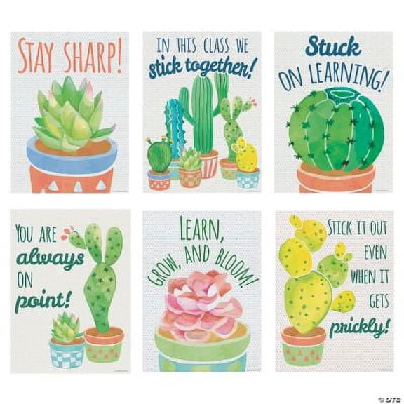 Cactus Motivational Posters, Classroom, Educational, 6 Pieces