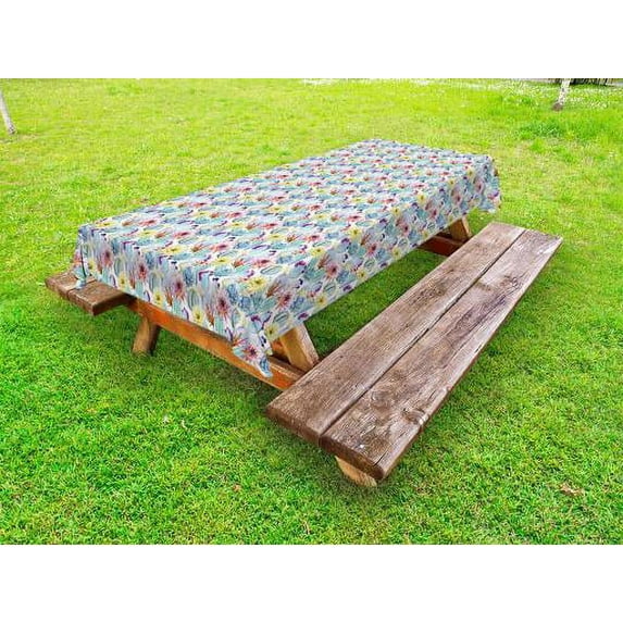 Cactus Outdoor Tablecloth, Vintage Inspired Watercolor Pattern Latin American Foliage Peyote Design Elements, Decorative Washable Fabric Picnic Table Cloth, 58 X 84 Inches,Multicolor, by Ambesonne