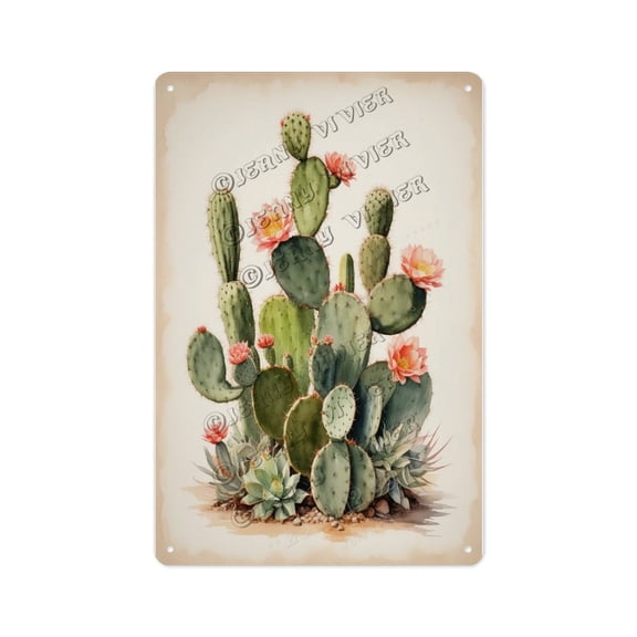 Cactus Party Metal Sign Fun Succulent Wall Decor for Fiesta, Luau, or Holiday Event Cute Cactus Tin Poster for Seasonal Celebrations 8x12 Inch