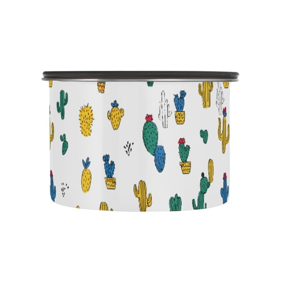 Cactus Pattern Airtight Coffee Bean Canister 17oz Food Storage Containers with Lids For Gournd, Tea, Sugar, Flour, Rice, Cereal, Candy Cookie Jar