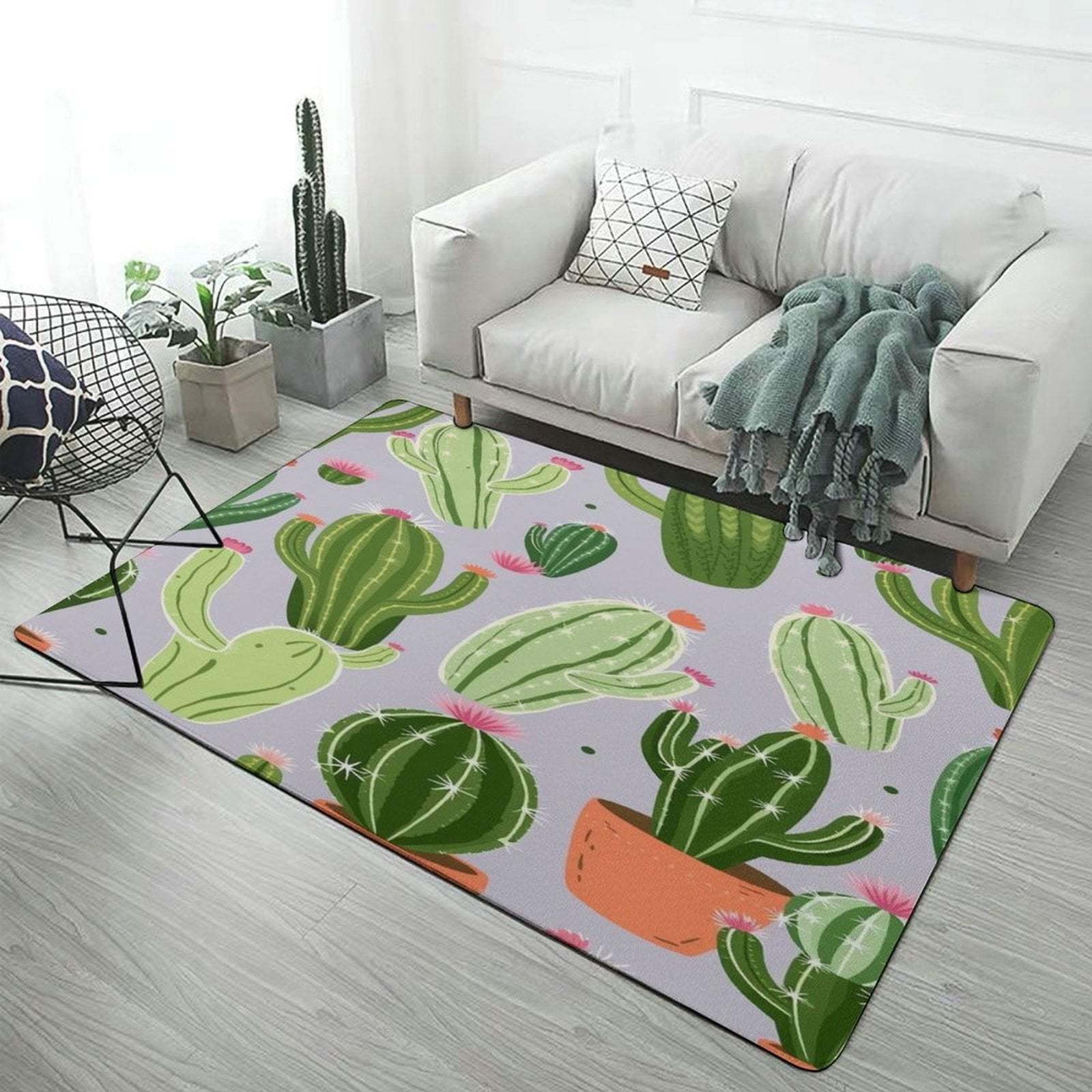 Cactus Pattern Background Carpet Area Rug Room Living Room Bedroom ...