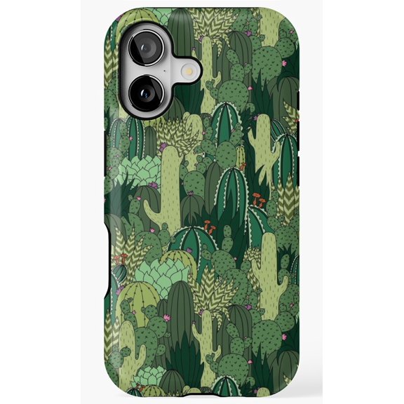 Cactus Pattern Desert Succulent Botanical Green Nature Art Design Phone Case for iPhone 11 12 13 14 15 16 17 Pro Max