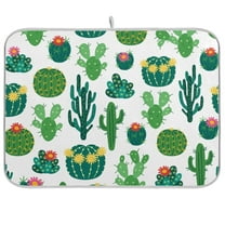 Cactus Pattern Dish Drying Mat Microfiber Kitchen Pad Large Counter Absorbent Dish Mats Drainer Rack 16"x18"