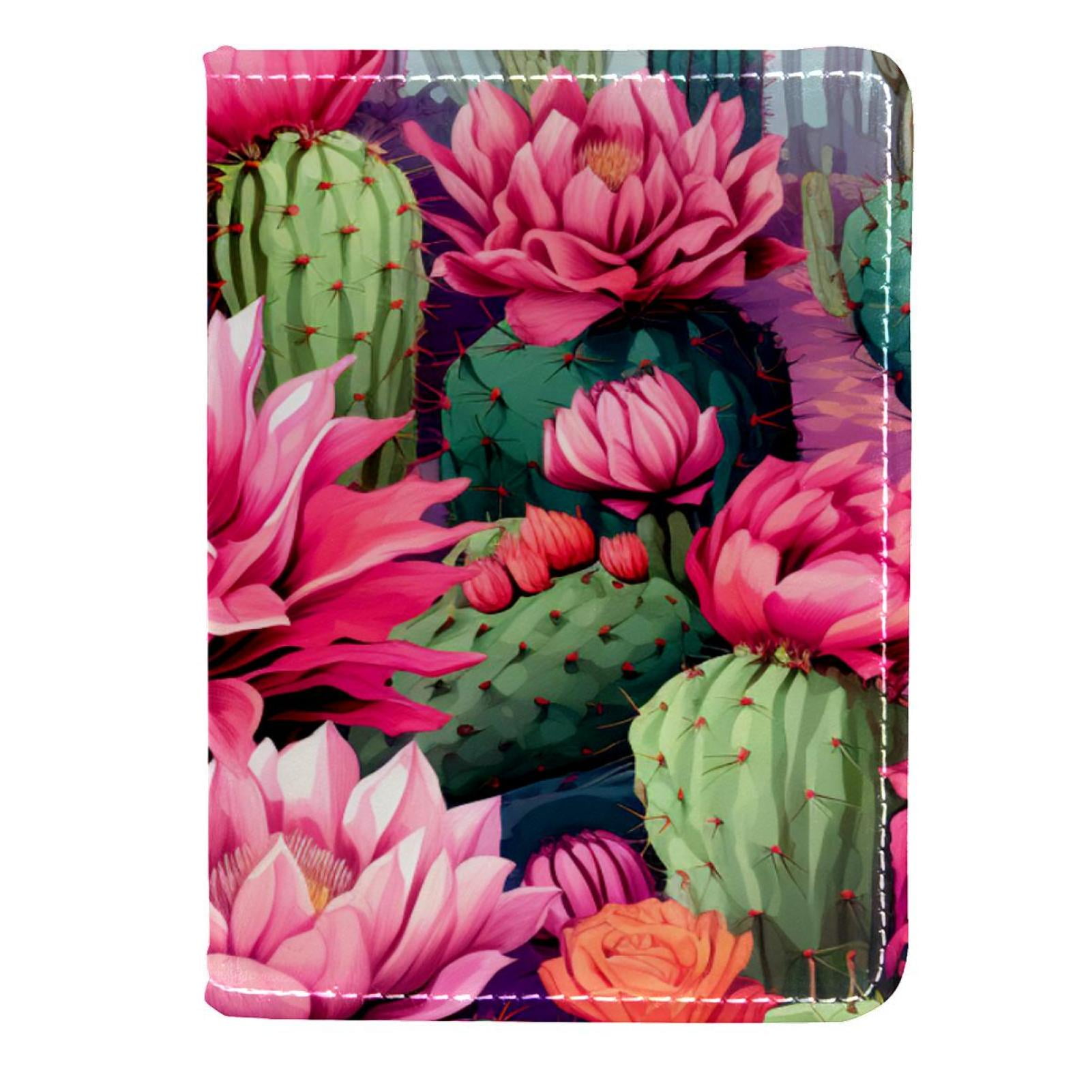 Cactus Pattern Pu Leather Passport Wallet - 4.5x6.5 Inches - Passport 