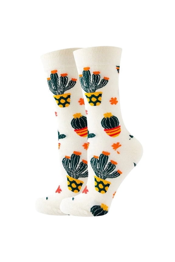 Cactus Pattern Socks (Adult Medium - Women's Shoe Sizes 5-10)