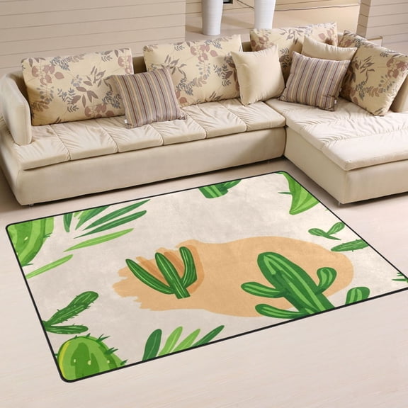 Cactus Pattern Soft Polyester Area Rug 31''x20'', Non Slip, Memory Foam, Water Absorbent