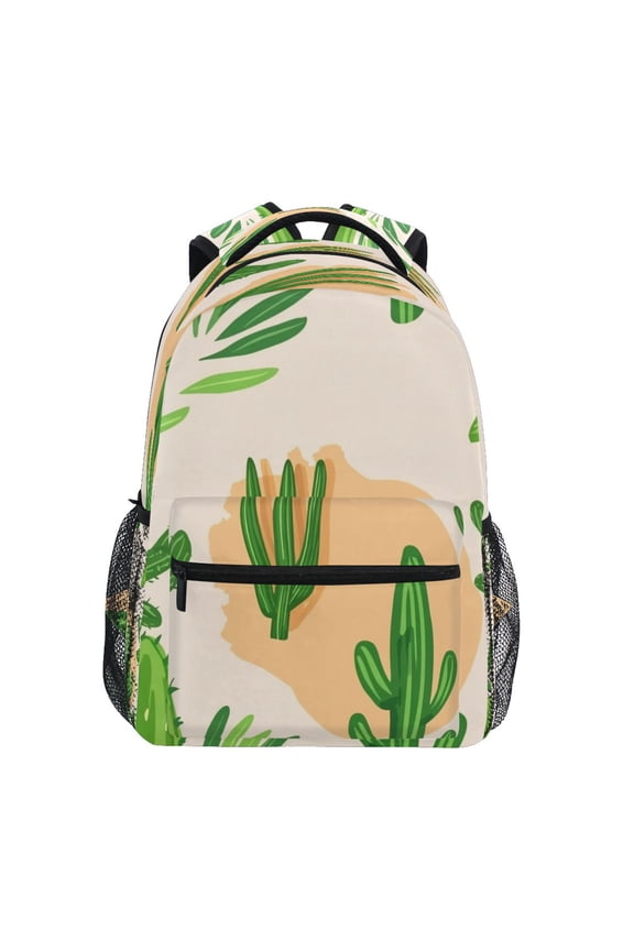 Cactus Pattern Stylish Large Backpack 15L Self-Standing Durable Twill for School, Office and Travel Use