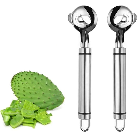 Cactus Peeler Tool, 2 Pack Stainless Steel Pelador de Nopales, Spoon Cactus Thorn Removal Tool, 7.48x1.89in Portable Tools for Kitchen Accessory