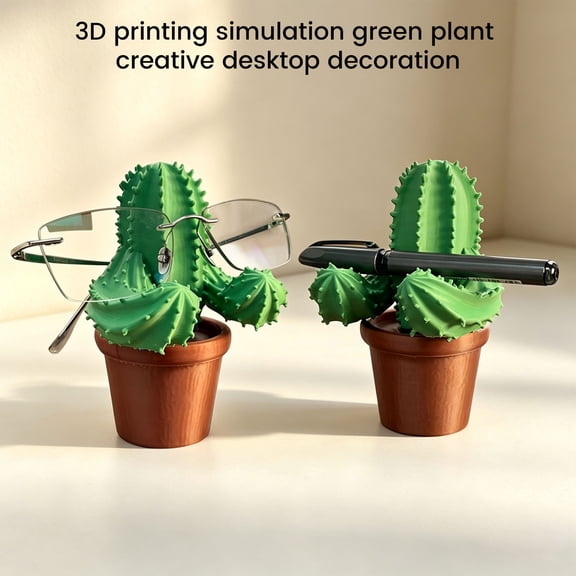 Cactus Pen Holder, Cute Succulent Desk Organizer, Fake Plant Pencil Cup for Office Home School, Plastic Desktop Decor Gift for Women Men Students Coworkers