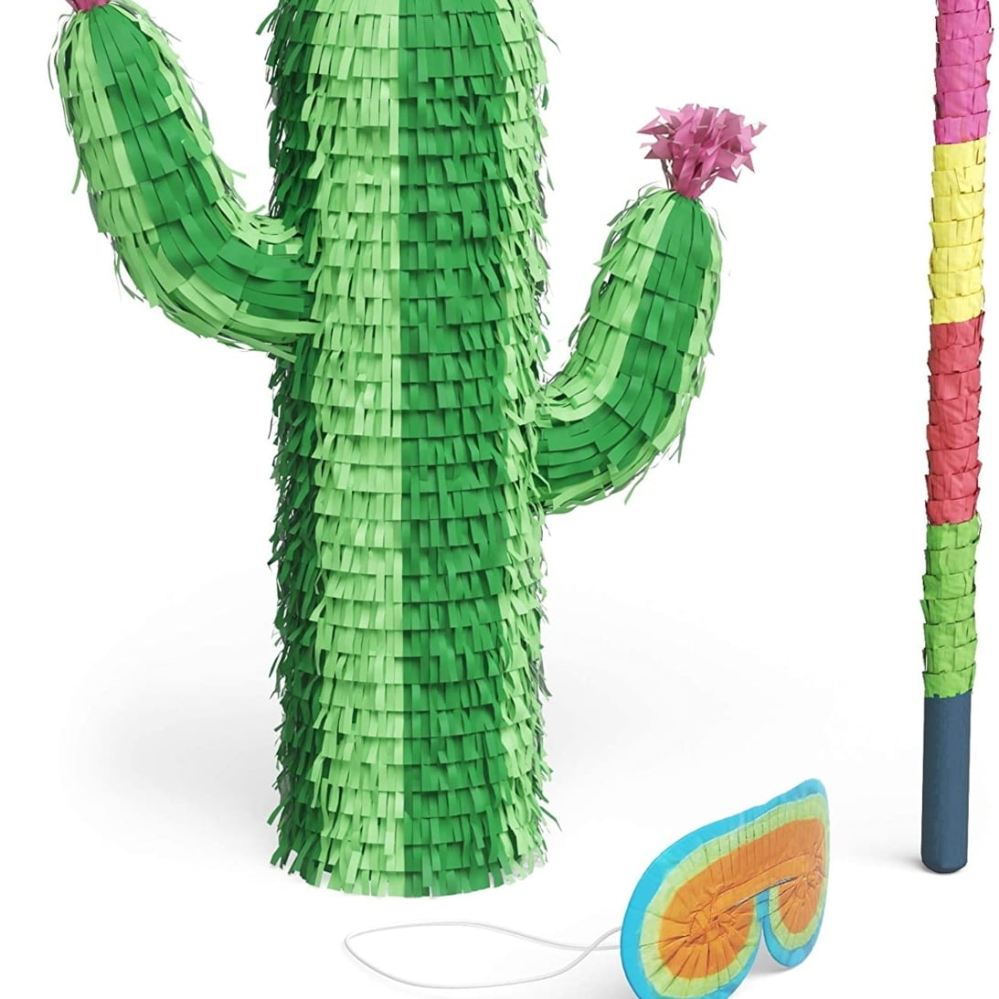 CARSONCHASE Cactus Piata Bundle with a Blindfold and Bat The Real Large Size Piata That Holds Up to 10 lbs of Candy for Birthday Parties