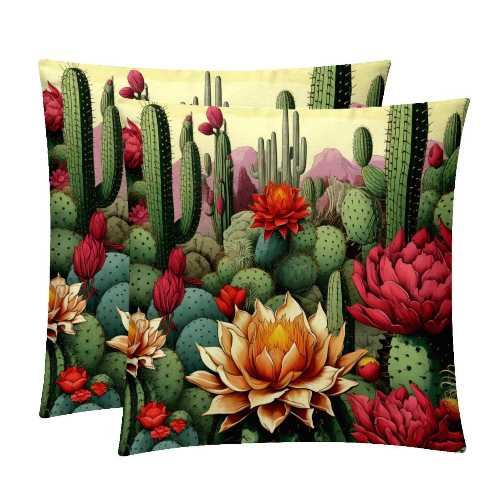 Cactus Pillow Covers Set of 2 16x16, 18x18, 20x20 Inches Unique