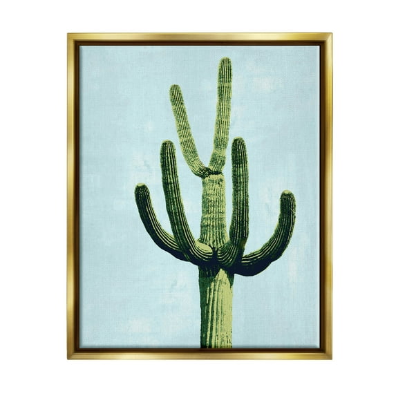 Cactus Plant Arid Vegetation Botanical & Floral Graphic Art Metallic Gold Framed Art Print Wall Art
