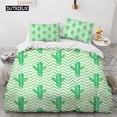 thumbnail image 1 of Cactus Plant Floral Duvet Cover King Microfiber Pastoral Blossom Flower on Wave Background Bedding S, 1 of 5