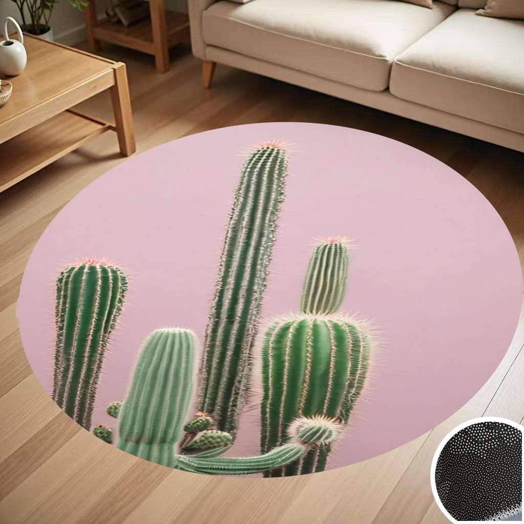 Cactus Plant Minimalist Art Round Carpet Living Room Bedroom Home ...