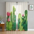 Cactus Plant Succulent Tropical Plant Sheer Curtains for Living Room