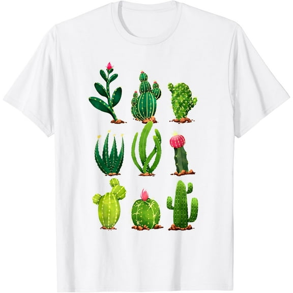 Cactus Plants T-Shirt, Unisex-Adults, Black, Short Sleeve, T-Shirt, Small100% cotton