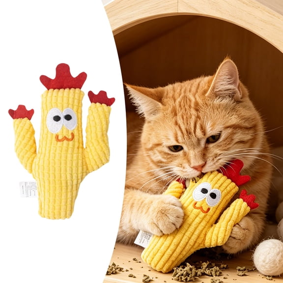 Cactus Plush Cat Kicker Toy, Filled with Pure Organic Catnip, No Cotton Filler, Interactive Teeth Cleaning Chew Pillow, Teething Play Toy to Keep Indoor Cats Busy, 1 Set