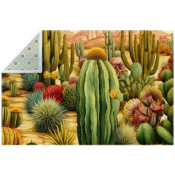 Cactus Polyester Right-Angle Door Rug - Durable Floor Mat for Entryways - Stylish Indoor/outdoor Rug for Home or Office - 30x18 inches
