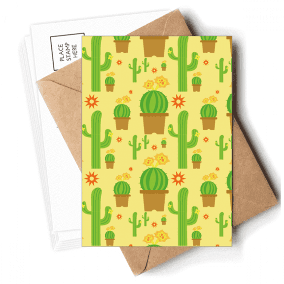 Cactus Potted  Succulents Pattern Postcards Envelopes Blank Note Cards Mailing