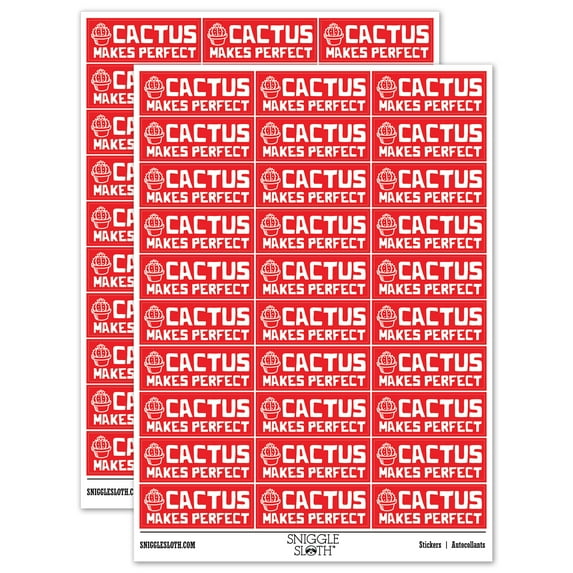 Cactus Practice Makes Perfect Teacher Student School Sticker Set - Red - Matte Finish - 1.75" Medium