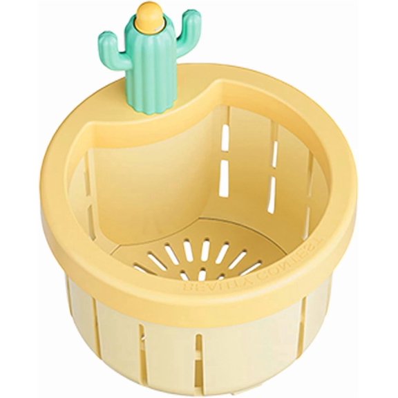 Cactus Press to Dump Sink Strainer Basket for Kitchen Food Wasteyellow