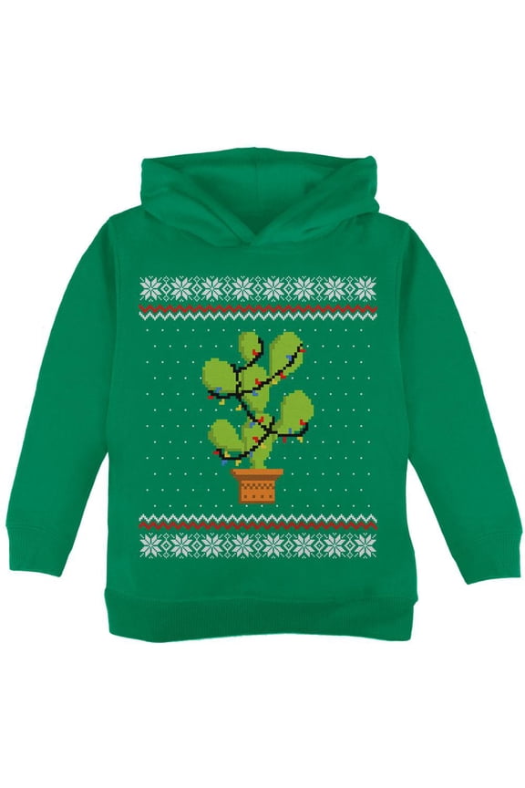 Cactus Prickly Pear Tree Ugly Christmas Sweater Toddler Hoodie Green 2T