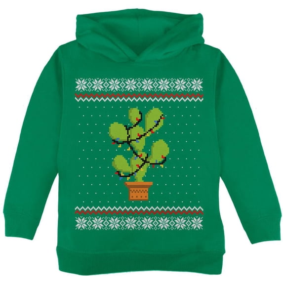 Cactus Prickly Pear Tree Ugly Christmas Sweater Toddler Hoodie Green 4T