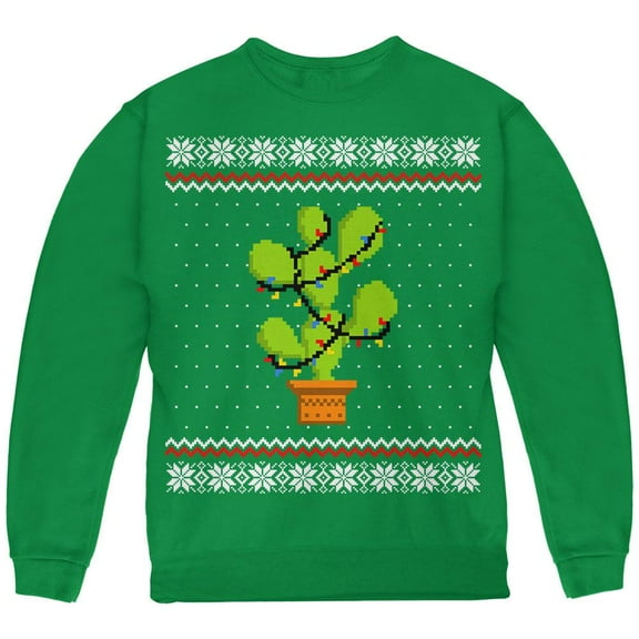 Cactus Prickly Pear Tree Ugly Christmas Sweater Youth Sweatshirt Green YLG