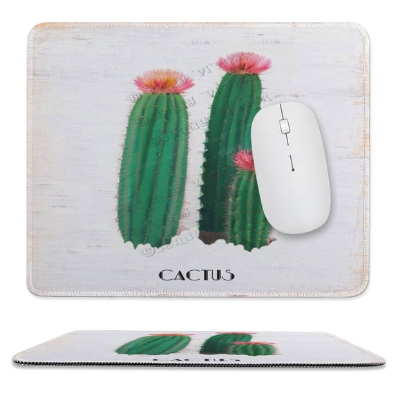 Cactus Print Mouse Pad, Computer Mouse Mat with Anti-Slip Rubber Base, Easy Gliding, with Stitched Edge,Funny Mouse Pad with Design 10"x12"
