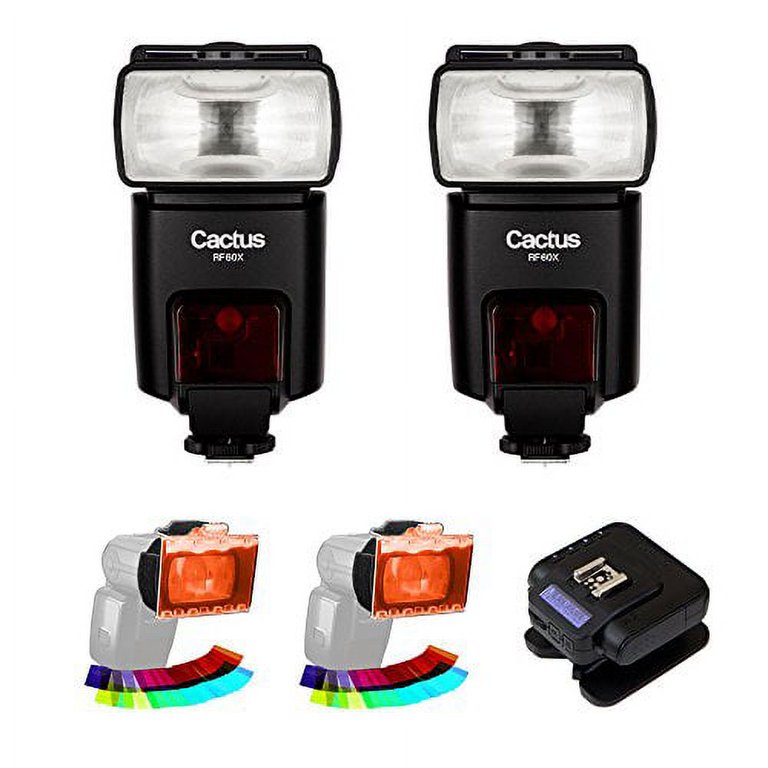 Cactus RF60x Wireless Flash (2-Pices) with Cactus Wireless Flash  Transceiver V6 II & EZ-Flip Gel Set (2-Pack) Kit