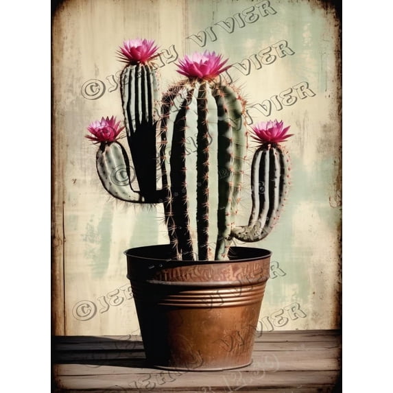 Cactus Retro Aluminum Sign 5.5x8 IN Metal Sign Southwestern Botanical Cacti Plant Wall Art Garden Tin Signs for Cafes Club Pub Man Cave Wall Sign Gifts