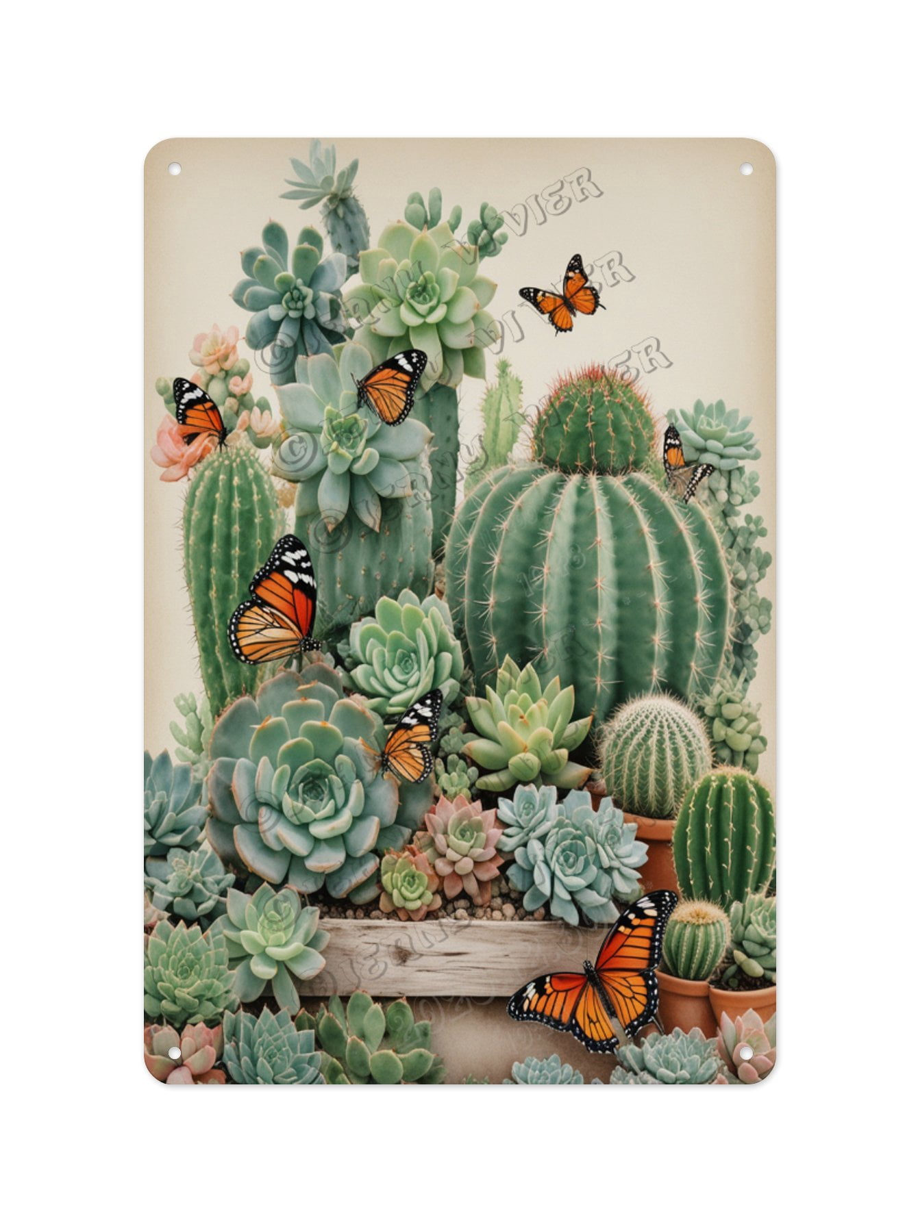 Rustic Cactus Sign Cactus Retro Aluminum Sign, 8x12 Inches, Rustic Desert Wall Art for ...