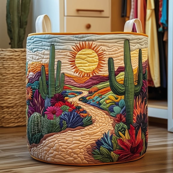 Cactus Road Quilted Laundry Basket, Storage Bin Laundry Basket Fabric, House Storage Hamper, Mother Day's Gift Ideas