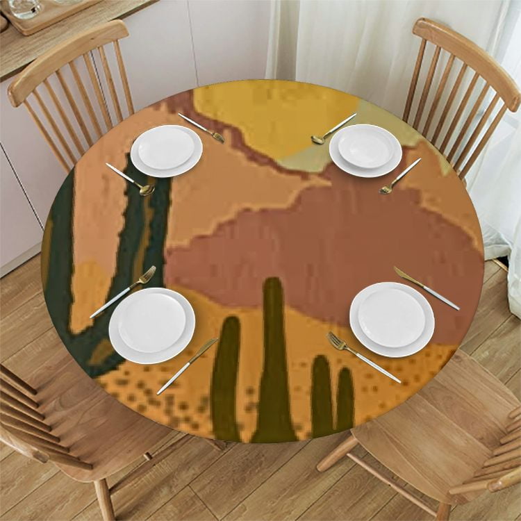 Cactus Round Tablecloth,Indoor Kitchen Dinning Room or Outdoor